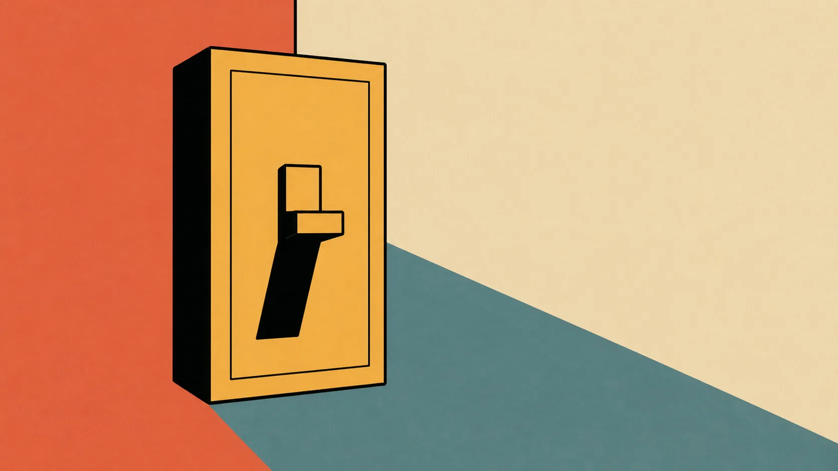 Illustration of a single isolator switch on a bare wall casting a long shadow
