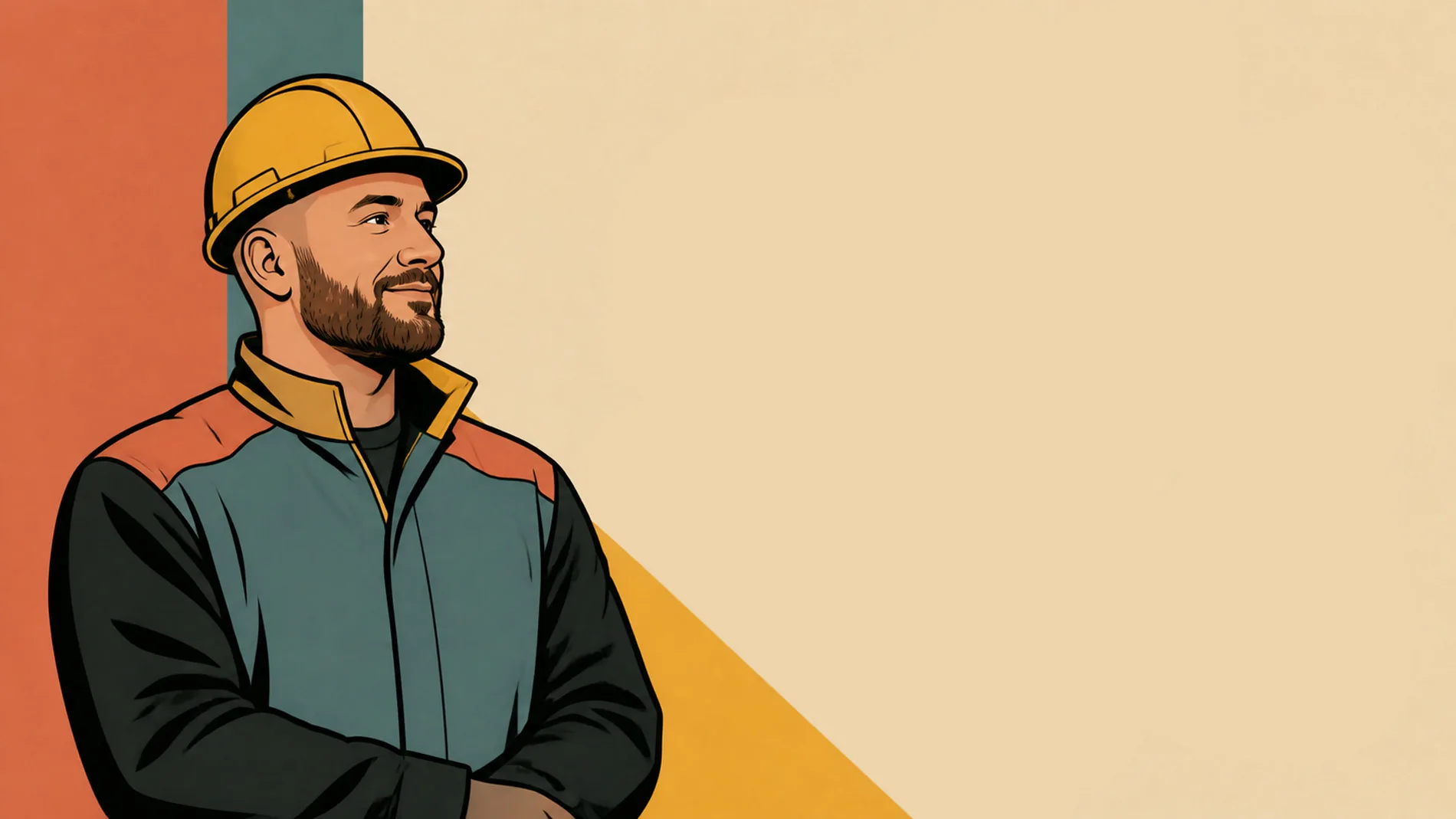 Illustration portrait of an electrician with arms folded